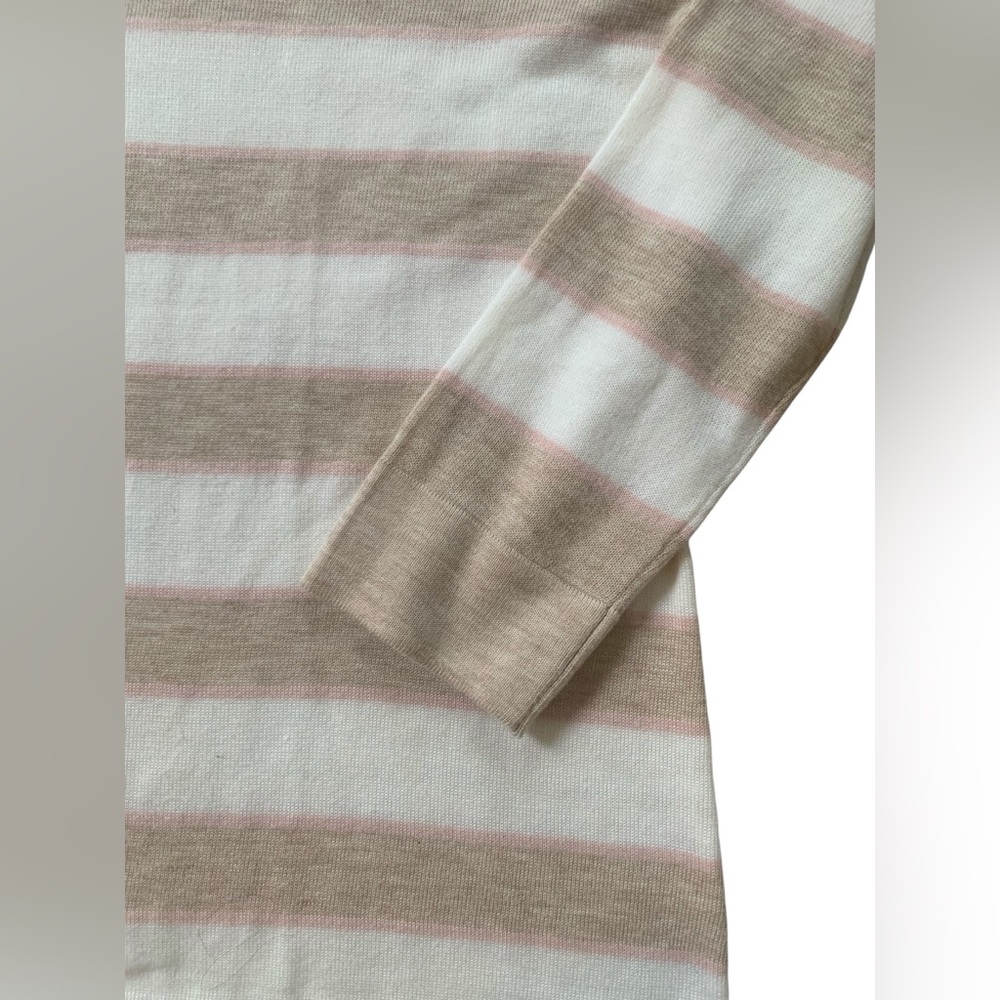 Tommy Hilfiger Striped Nautical Shoulder Button Sweater Pink Tan Cream Small - Picture 3 of 8